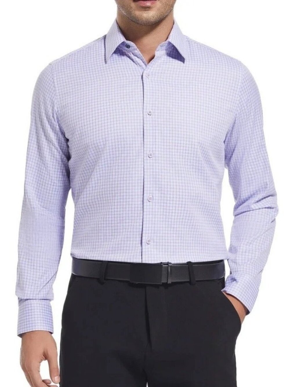 NWT Duchamp Men's XXL Slim Fit Dress Shirt Purple Pattern Cotton Blend C0759